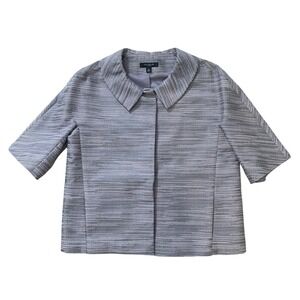Ann Taylor Women Tweed Striped Formal Bolero Jacket M Metallic‎ Grey/Lavender